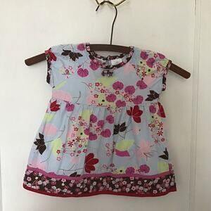 Hanna Andersson blue floral cotton dress 70cm